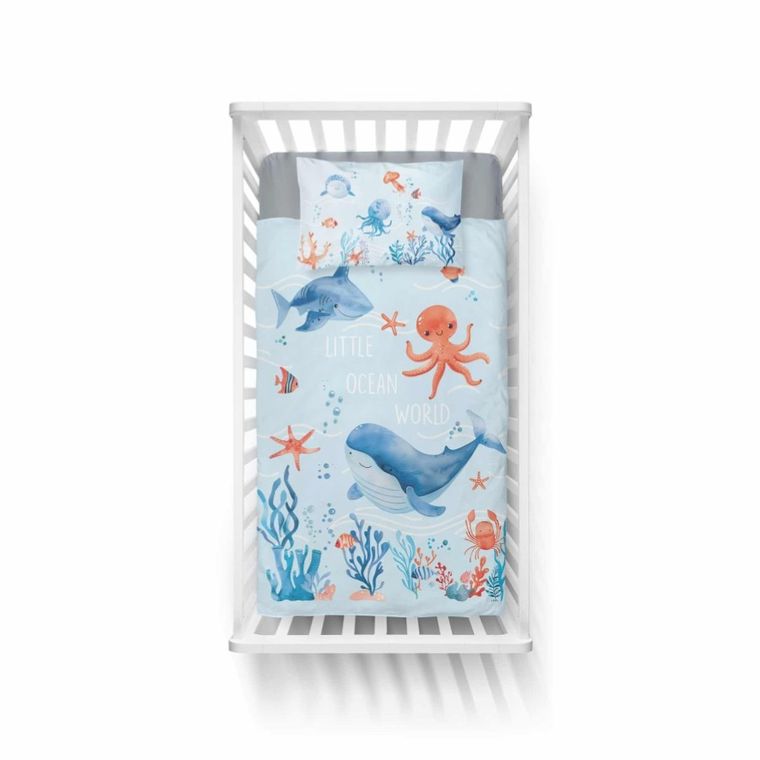 Detexpol, Ocean, set lenjerie de pat single, din bumbac, 90-120 cm