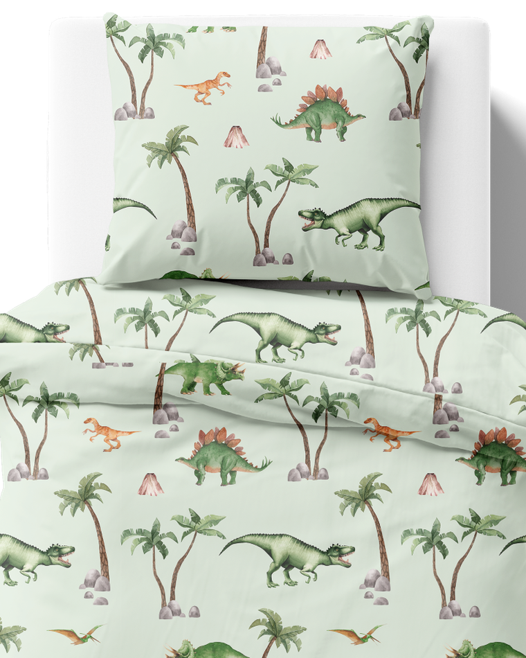 Dinozauri, set lenjerie de pat single, 140-200 cm
