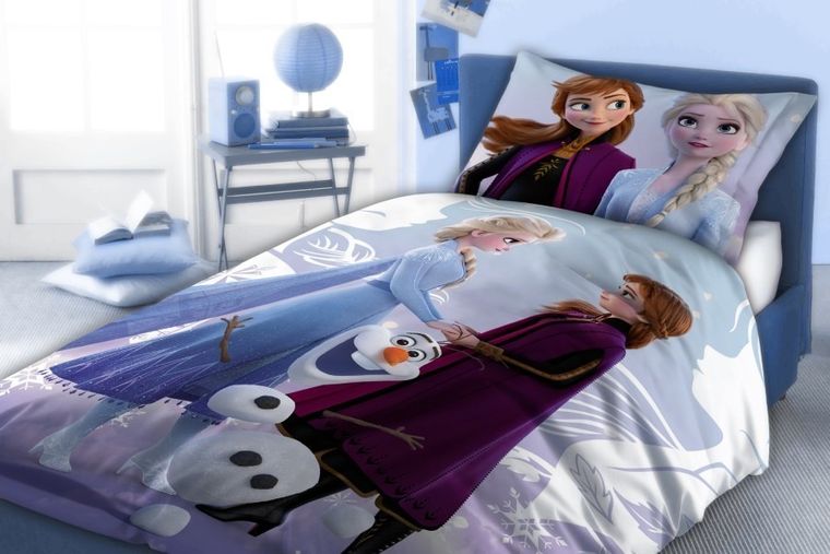 Disney, Frozen, set lenjerie de pat single, din bumbac, 140-200 cm
