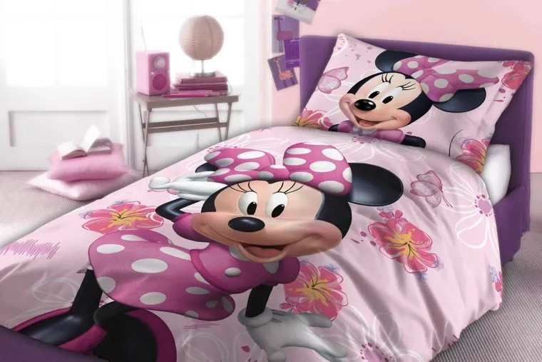 Disney, Minnie, set lenjerie de pat single, din bumbac, 160-200 cm