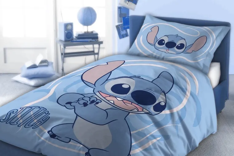 Disney, Stitch, set lenjerie de pat single, din bumbac, 160-200 cm