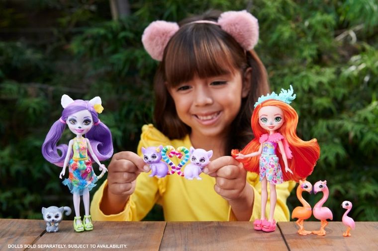 Enchantimals, Lorinda Lemur, papusa si figurine, set de joaca
