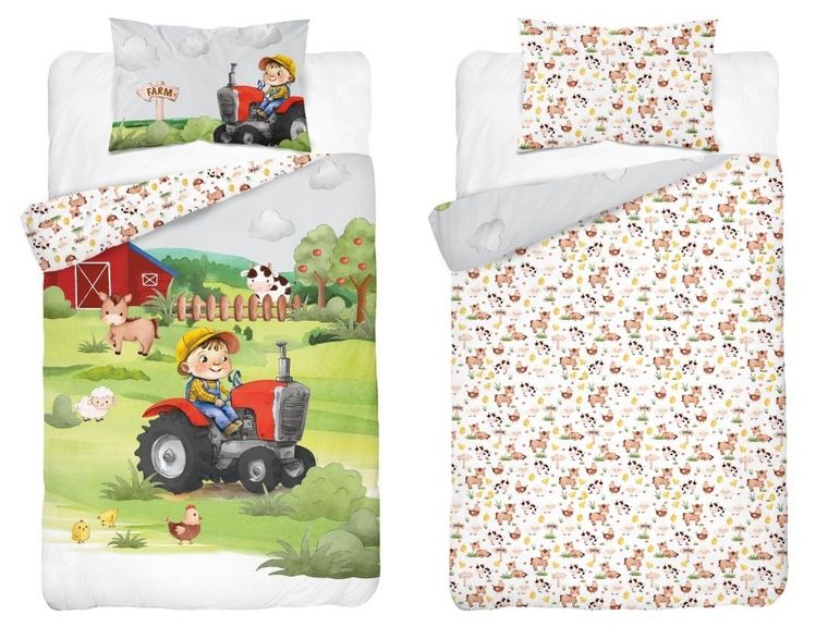 Ferma, set lenjerie de pat single, din bambus, rosu, 90-120 cm