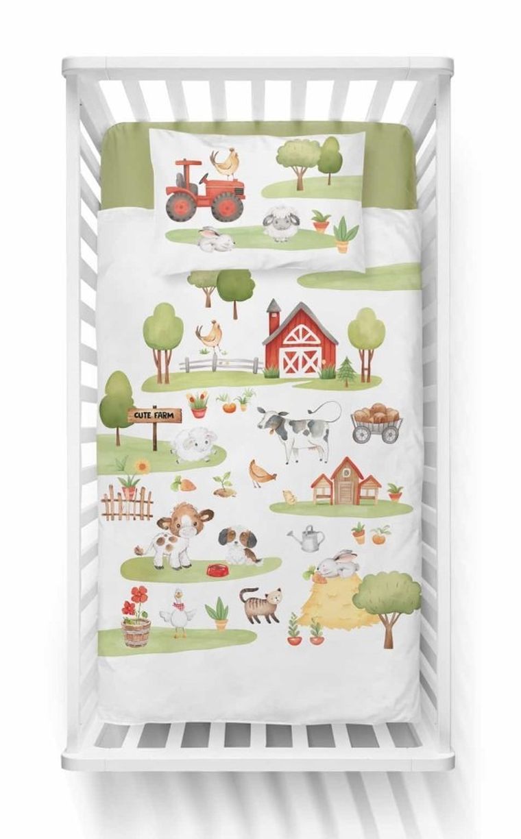 Ferma, set lenjerie de pat single, gri, 90-120 cm