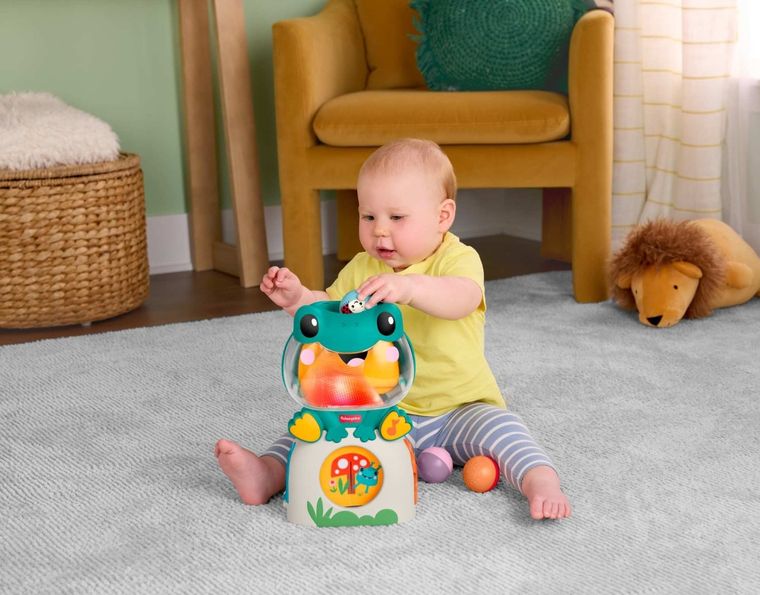 Fisher-Price, Light-Up & Roll Frog, jucarie interactiva cu bile