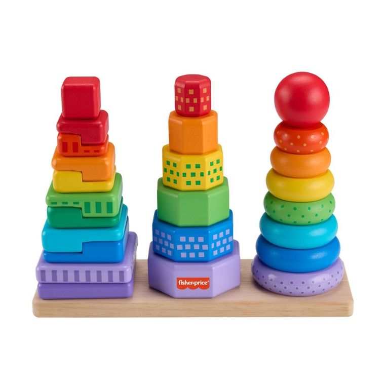 Fisher-Price, Stacking Shape Sorter, jucarie din lemn pentru bebelusi