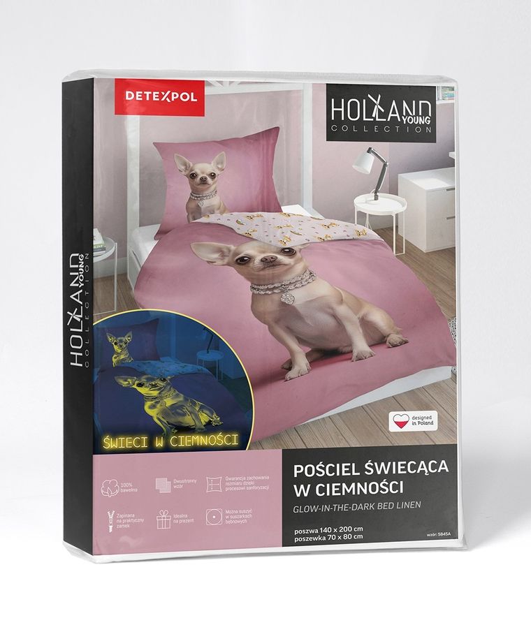 Fluo, set de lenjerie de pat pentru tineri, 140-200 cm + 70-80 cm, Dogs
