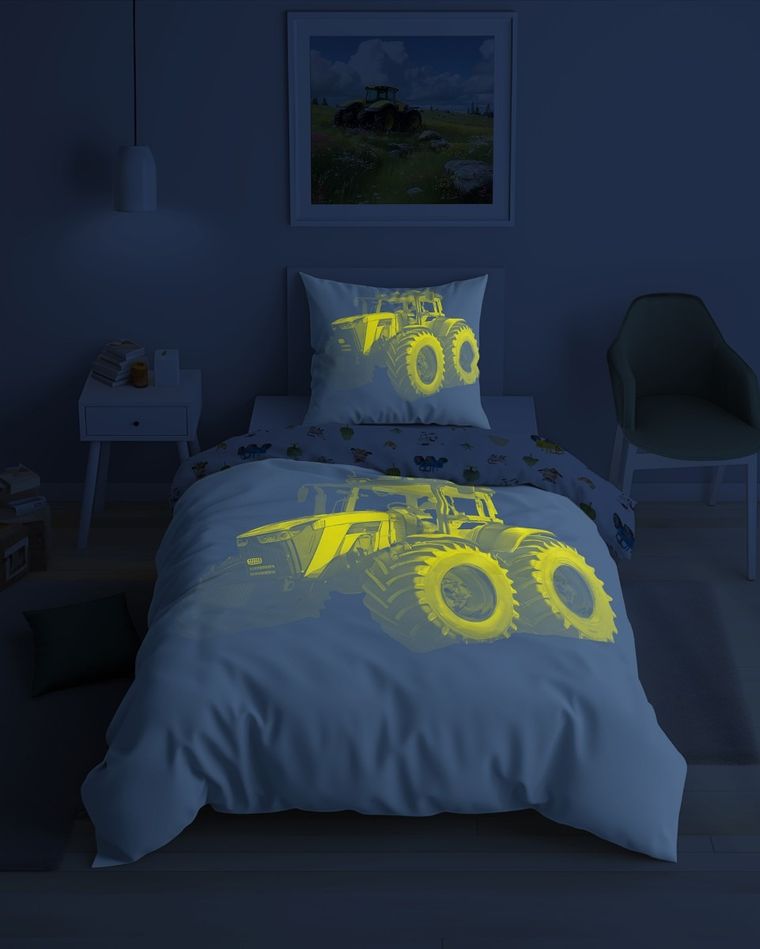 Fluo, set de lenjerie de pat pentru tineri, 160-200 cm + 70-80 cm, Tractor
