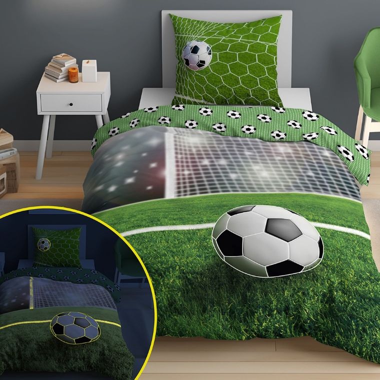 Football, Fluo, set lenjerie de pat, single, 140-200 cm