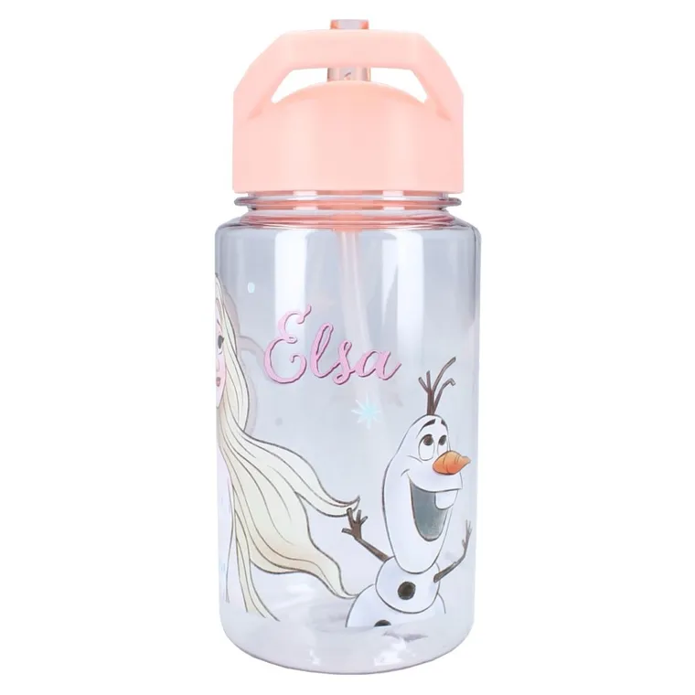 Frozen 2, Drink Up, sticla da apa cu pai, roz, 450 ml