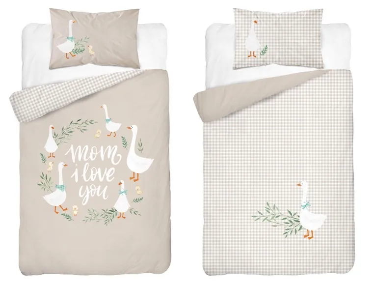 Gaste, set lenjerie de pat single, din bambus, bej, 90-120 cm