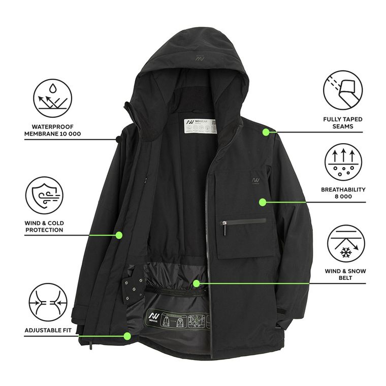 Geaca de schi impermeabila cu gluga unisex NOWEAR