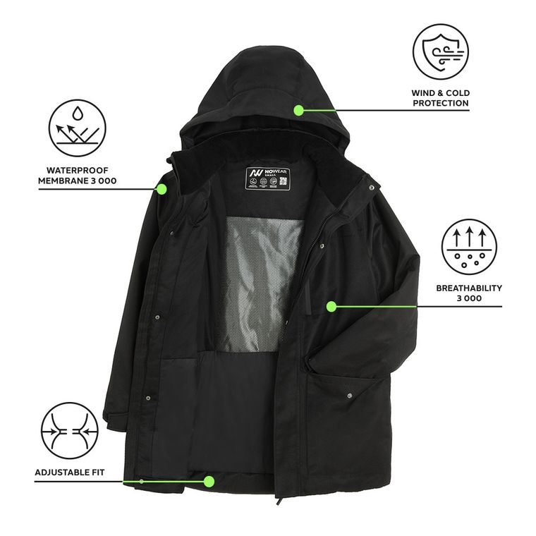 Geaca de tranzitie impermeabila cu gluga si croiala oversize unisex NOWEAR