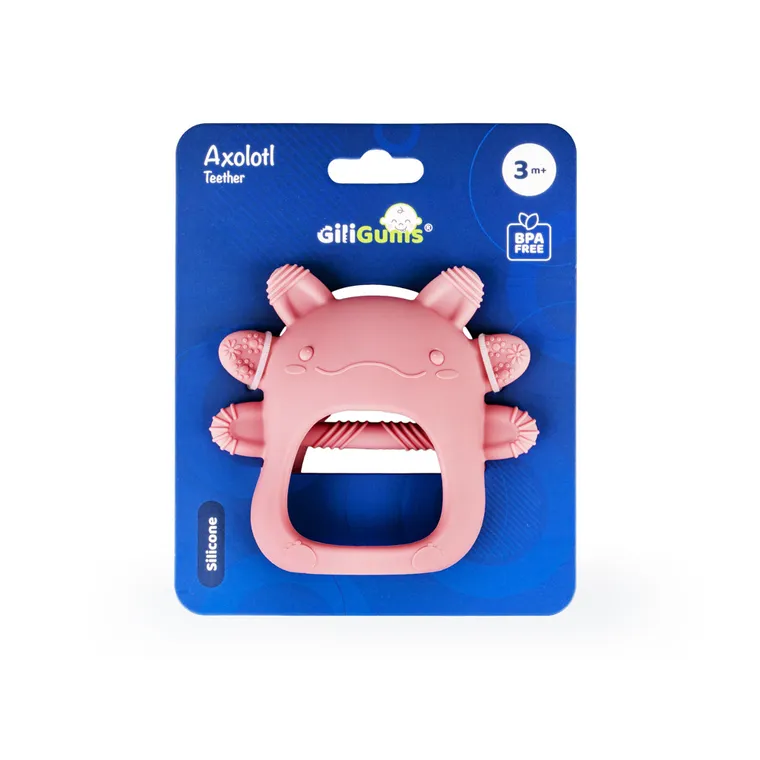 GiliGums, Axolotl, jucarie dentitie din silicon, roz