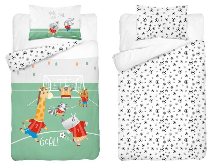 Goal!, set lenjerie de pat single, din bambus, rosu, 90-120 cm