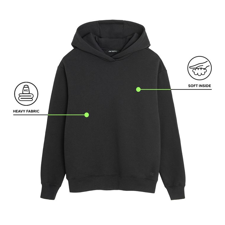 Hanorac basic negru oversize NOWEAR