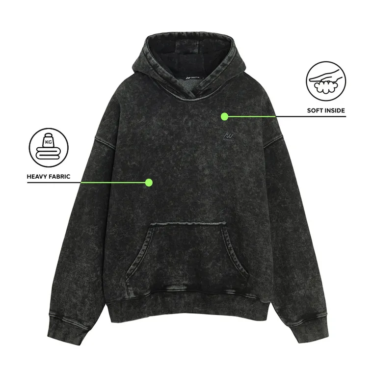 Hanorac cenusiu-negru cu croiala oversize unisex NOWEAR