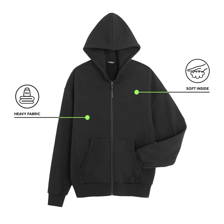 Hanorac oversize cu fermoar NOWEAR