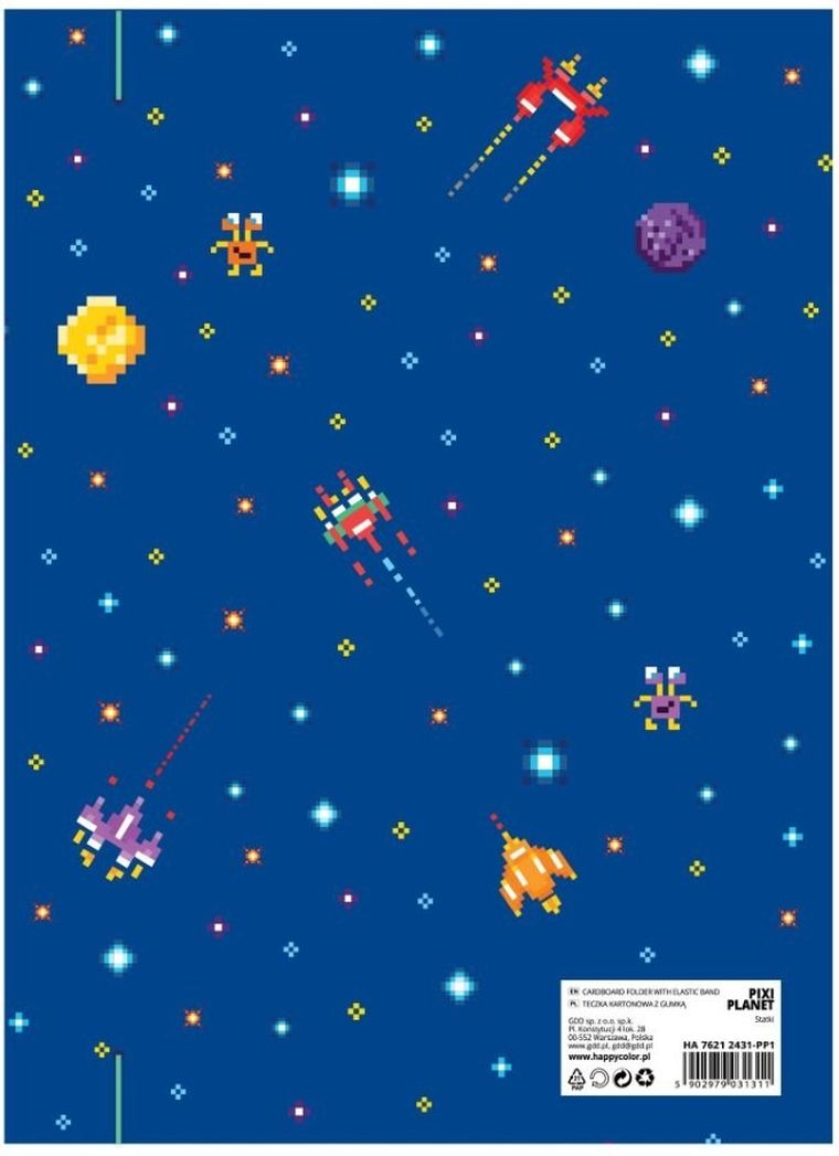 Happy Color, Pixi Planet, dosar de carton cu banda de cauciuc, 24 cm x 31 cm, 1 buc.
