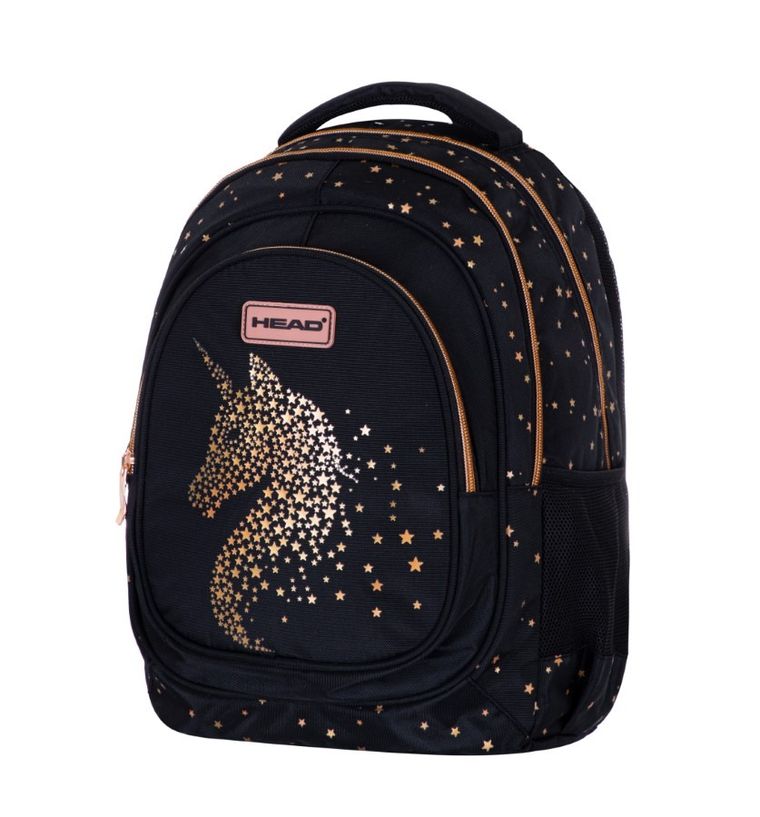 Head, Golden Effect, rucsac pentru scoala, cu 3 compartimente, Classy Gold