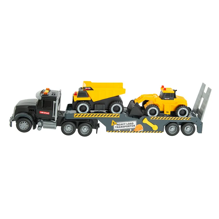 Heavy Load, camion cu excavator si basculanta, set vehicule de constructii