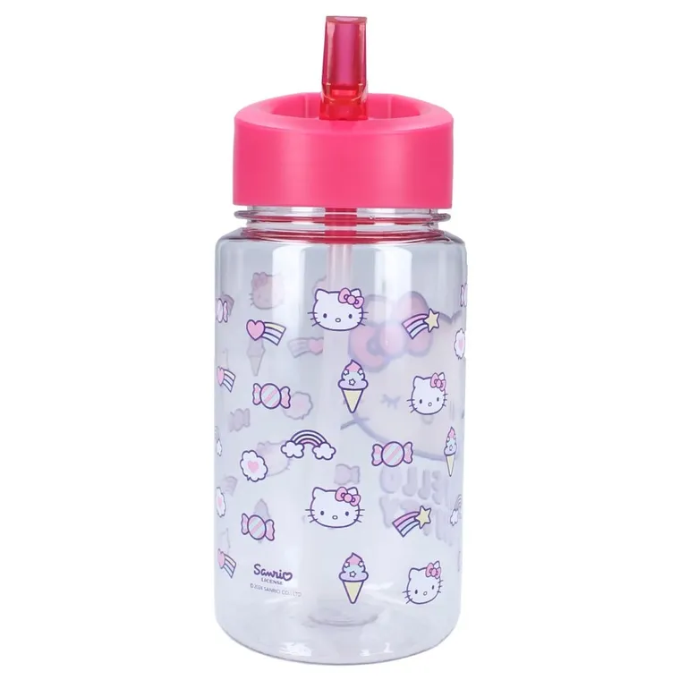 Hello Kitty, Drink Up, sticla da apa cu pai, roz, 450 ml