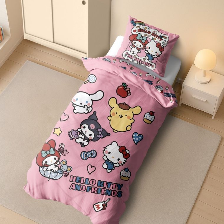 Hello Kitty, set lenjerie de pat single, 140-200 cm