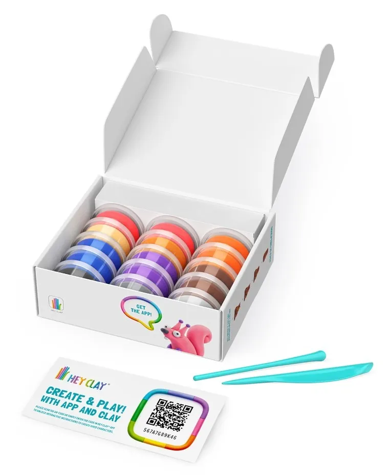 Hey Clay, Forest Animals, set creativ, 15 cutii de plastilina