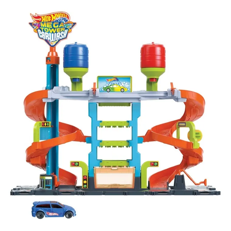 Hot Wheels City, Mega spalatorie auto intortocheata, set de piste