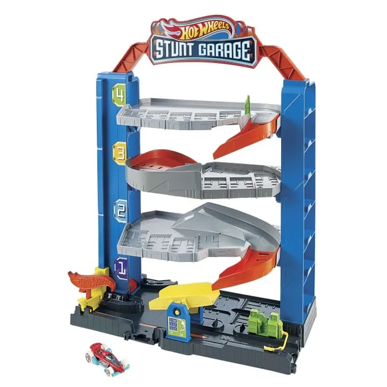 Hot Wheels City, Stunt Garage, set de joaca cu masinuta