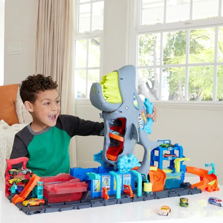 Hot Wheels City, Ultra Shark Car Wash, set de joaca