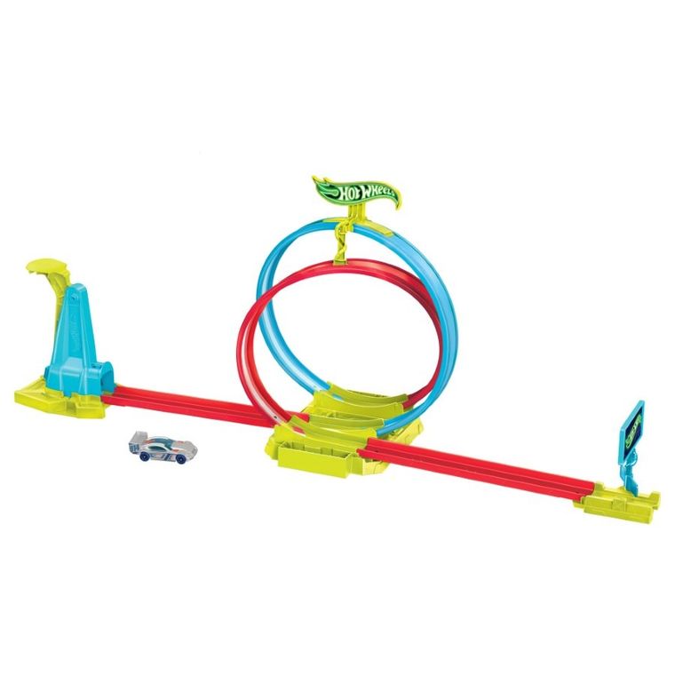 Hot Wheels, Neon Speeders, Laser Stunt Slamway, set de joaca cu masina