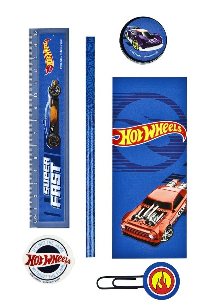 Hot Wheels, set de rechizite scolare, 6 elemente