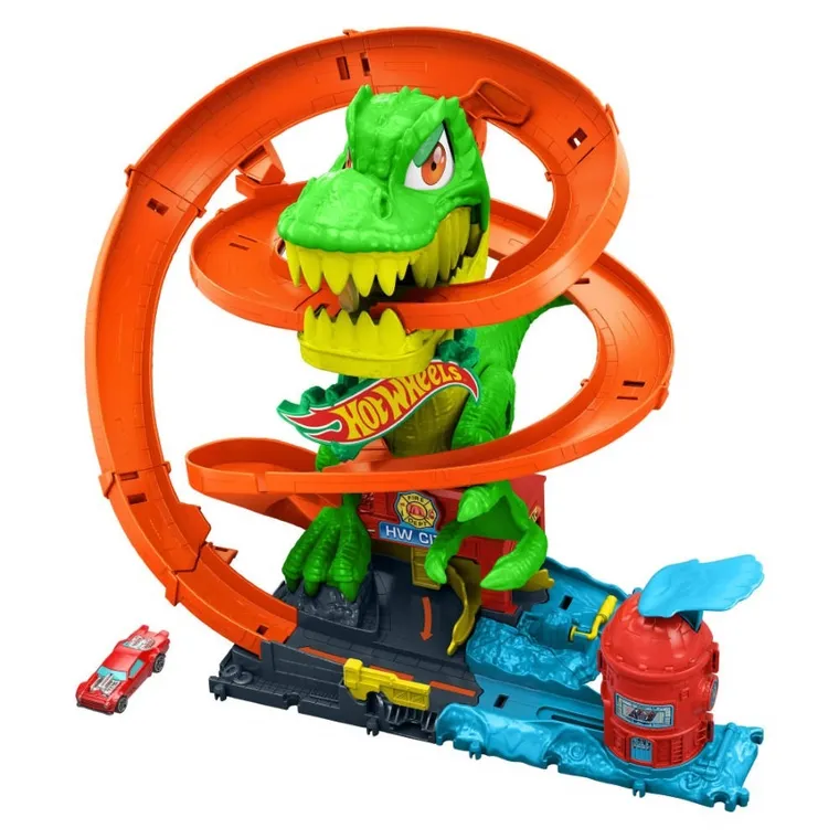 Hot Wheels, T-Rex Blaze Battle, set de joaca cu masina