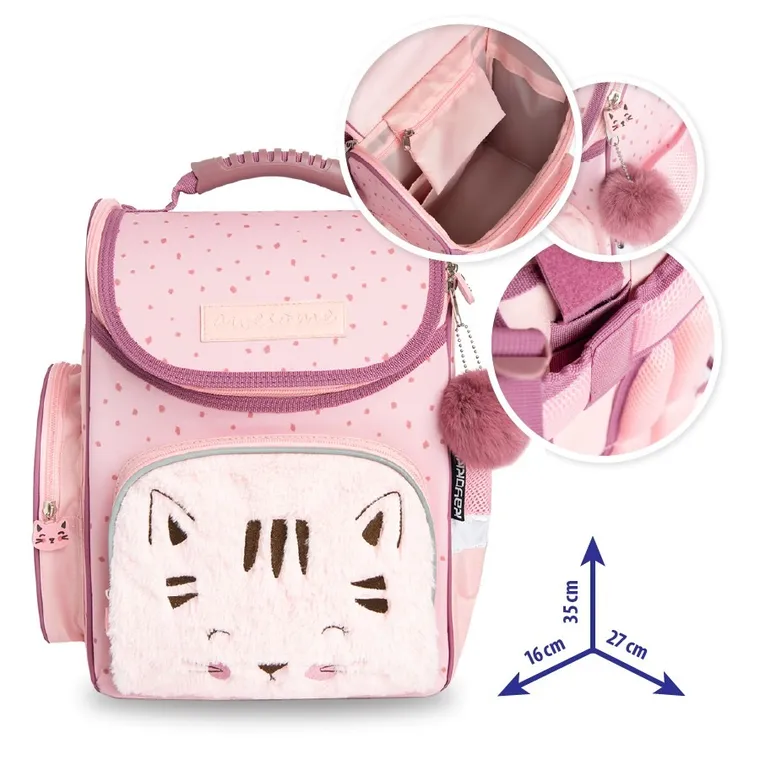 Kayokki, ghiozdan, roz, pisica