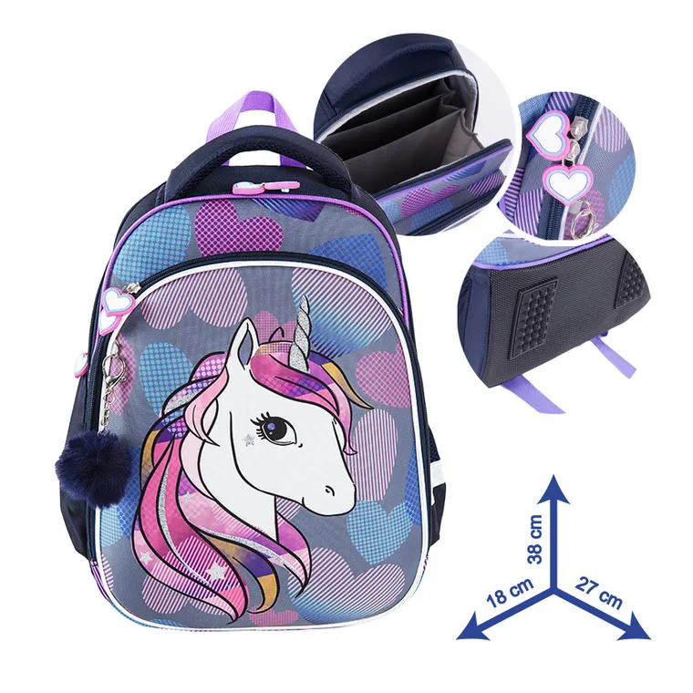 Kayokki, rucsac pentru scoala cu 1 compartiment, Unicorn