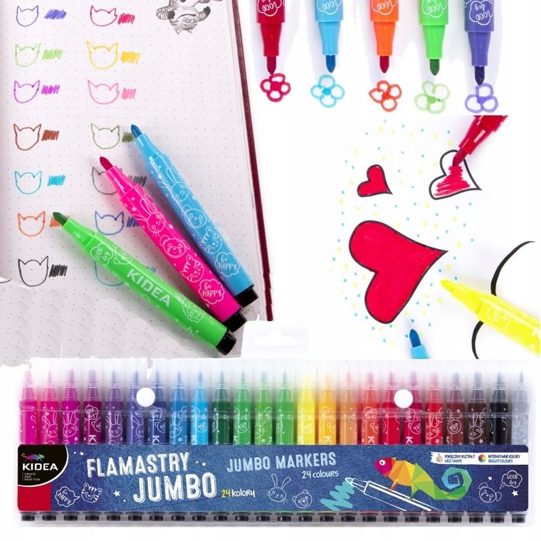 Kidea, carioci jumbo, 24 culori