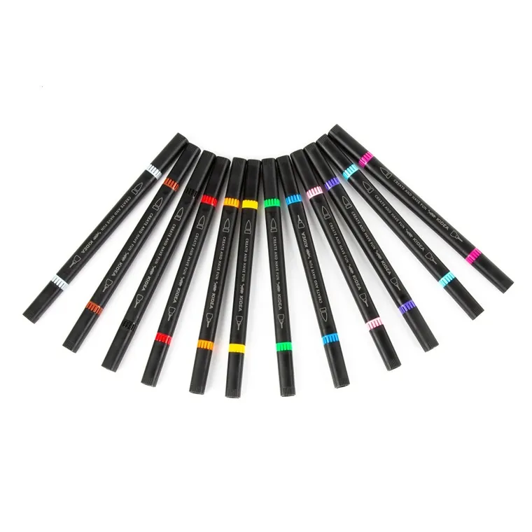 Kidea, marker brush cu liner, 12 culori