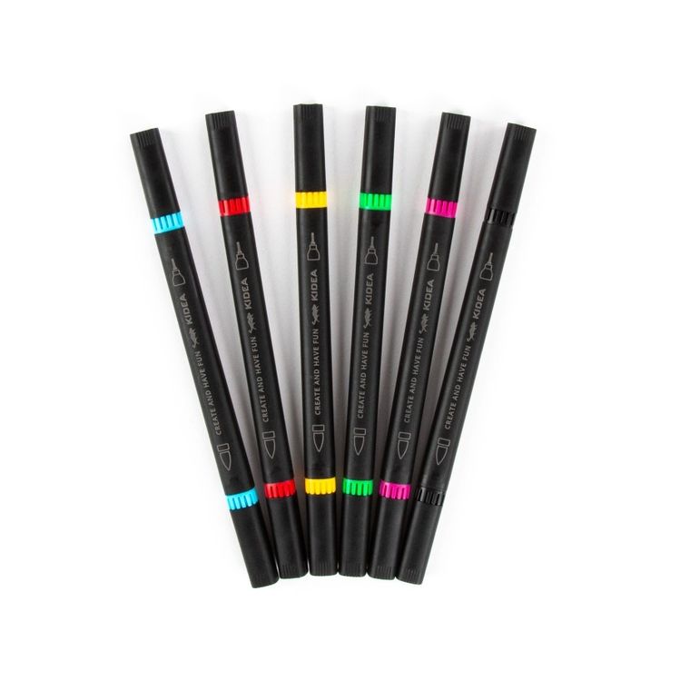 Kidea, marker brush cu liner, 6 culori
