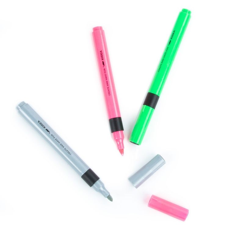 Kidea, marker evidentiator, metalic, 3 buc.