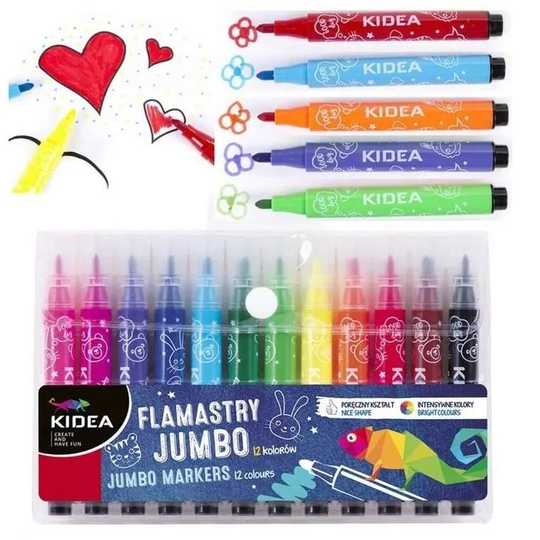 Kidea, markere jumbo, 12 culori