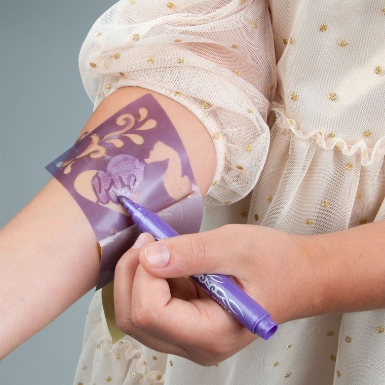 Kidea, markere sclipitoare pentru tatuaje cu sabloane, 3 culori