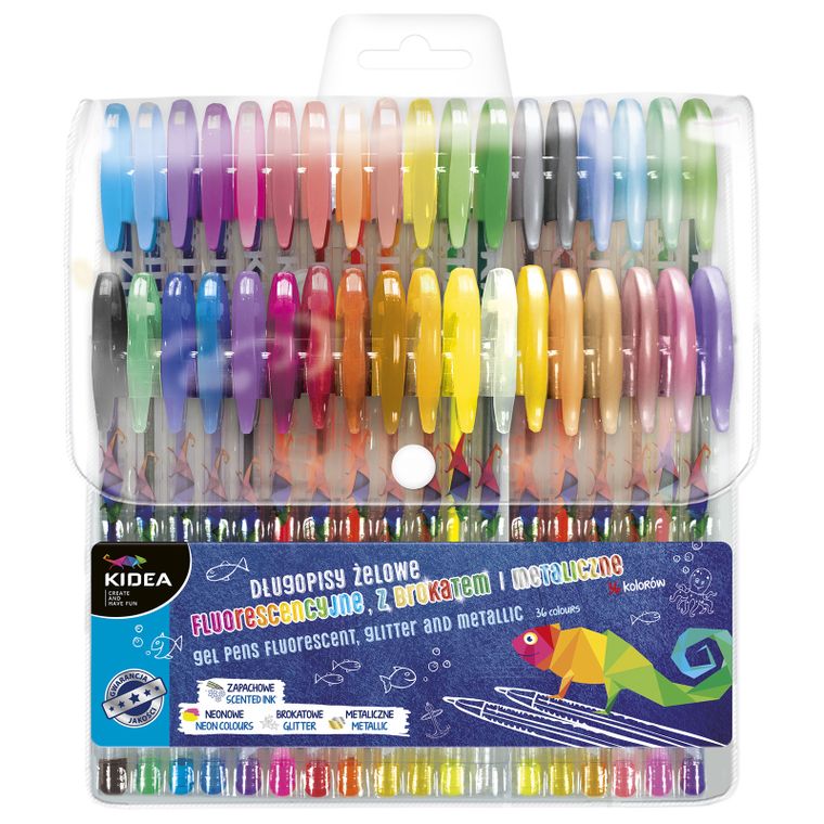 Kidea, pixuri cu gel, 36 culori