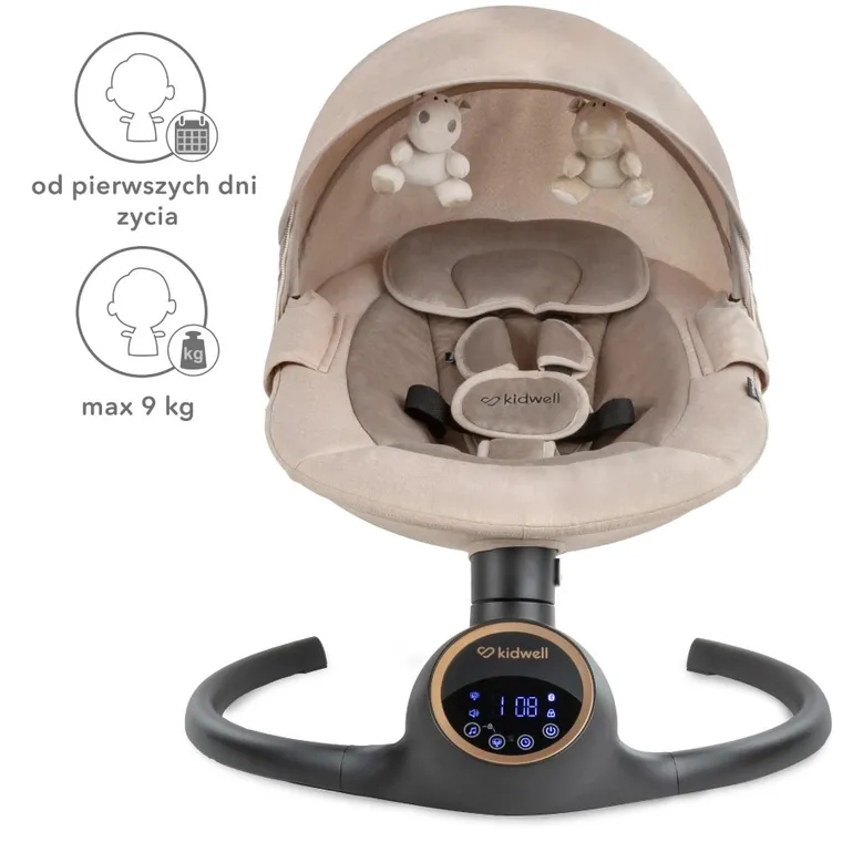 Kidwell, Reve, Scaun electric pentru bebelusi, 2in1, bej-auriu