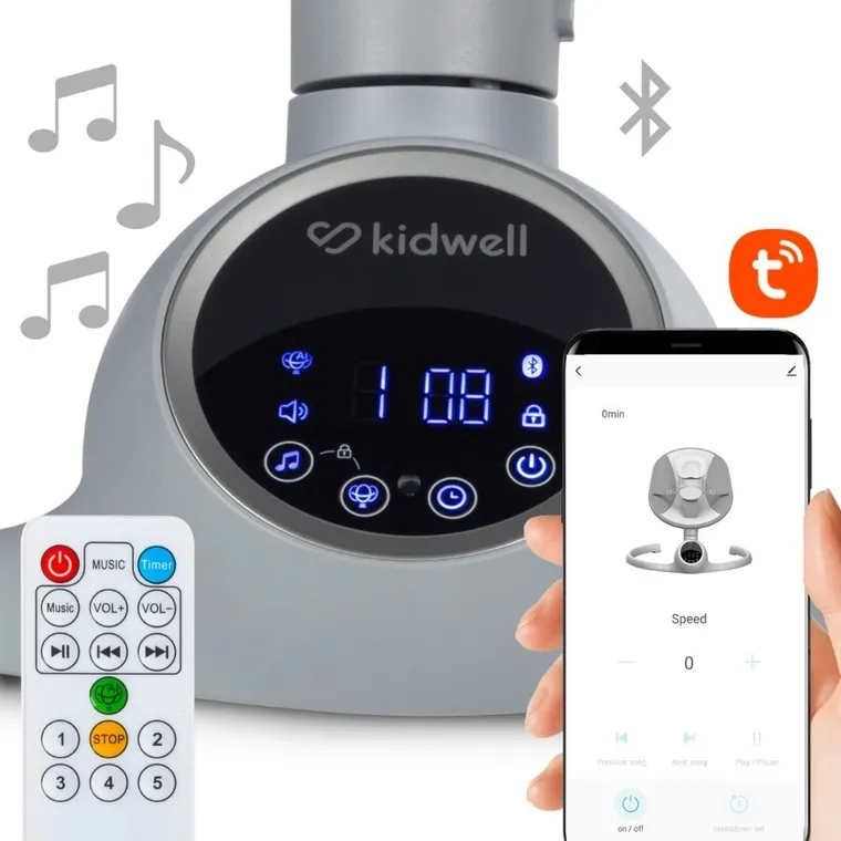Kidwell, Reve, Scaun electric pentru bebelusi, 2in1, gri-argintiu