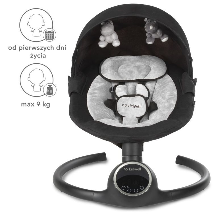 Kidwell, Reve, Scaun electric pentru bebelusi, 2in1, negru-argintiu