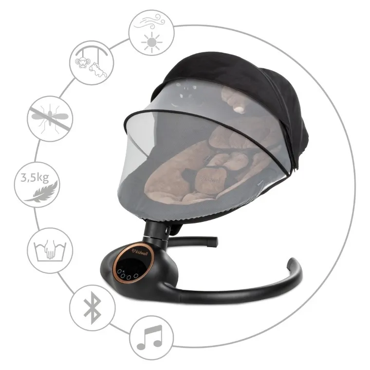 Kidwell, Reve, Scaun electric pentru bebelusi, 2in1, negru-auriu