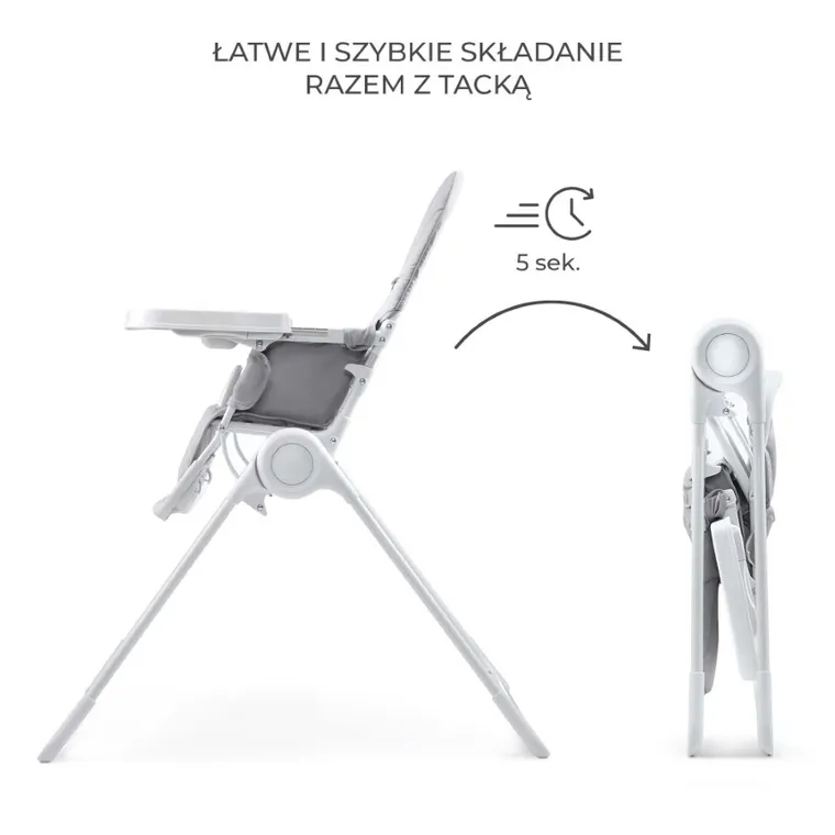 Kinderkraft, Binci, scaun inalt, light grey