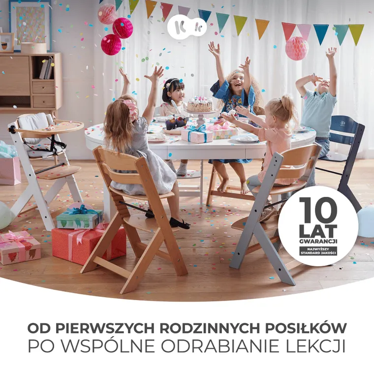 Kinderkraft, Enock, scaun inalt 3in1 cu perna, pcioare alb