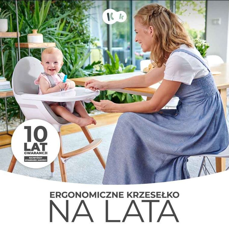 Kinderkraft, Fini, scaun inalt pentru hranire copii 2in1, gri
